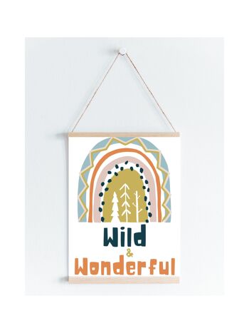 Wild & Wonderful coloré arc-en-ciel pépinière enfants imprimer A5, A4, A3 Wall Art - A5 2