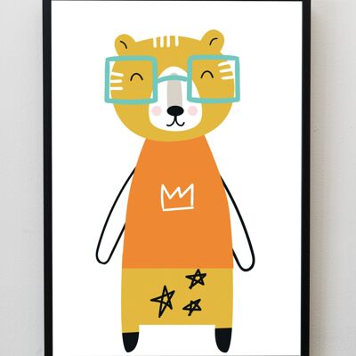 Rory cute character Nursery kids print A5, A4, A3 Wall Art Scandi Style - A4