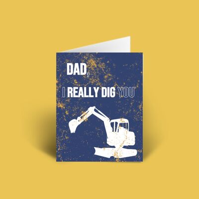 Papa, je t'aime vraiment digger Fathers Day Card A6