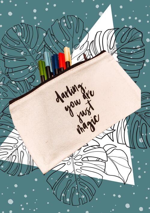 Canvas pouch /coin purse /pencil case /zip bag â€˜ darling you are just magicâ€™