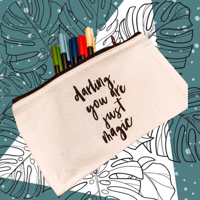 Canvas pouch /coin purse /pencil case /zip bag â€˜ darling you are just magicâ€™