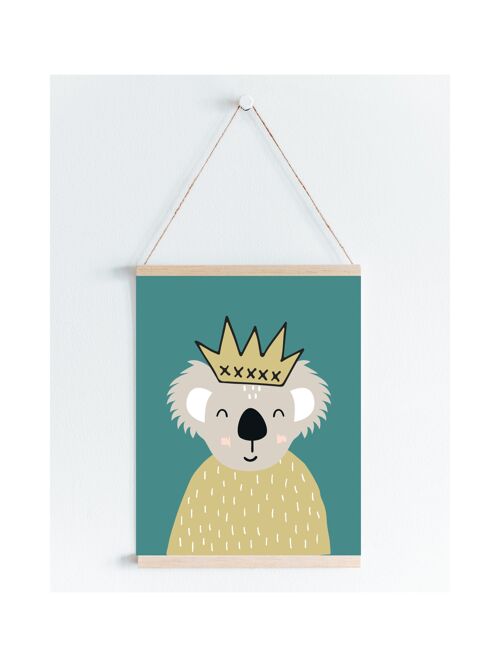 Koala Prince Nursery kids print A5, A4, A3 Wall Art Scandi Style - A4