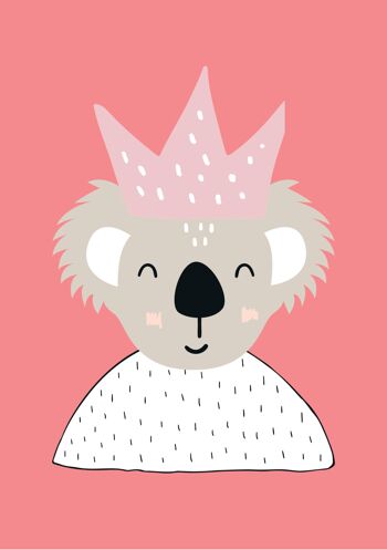 Koala Princess Nursery enfants imprimer A5, A4, A3 Wall Art Scandi Style - A3 2