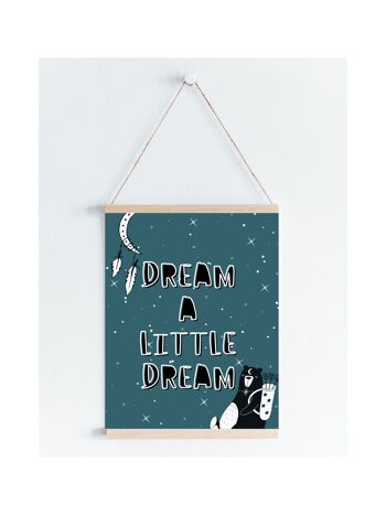 Kids Dream a Little Dream Nursery Print A5, A4, A3 Wall Art Scandi Style - A3 2