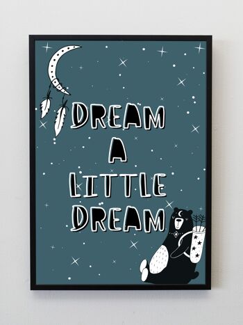 Kids Dream a Little Dream Nursery Print A5, A4, A3 Wall Art Scandi Style - A3 3