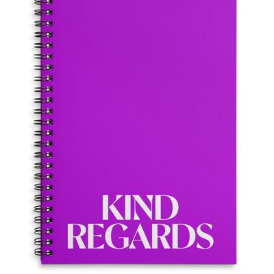 Kind Regards purple A4 or A5 wire bound notebook Choice of Hard or Soft Cover. - A4 - Soft Cover