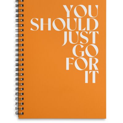 You should just go for it orange A4 or A5 wire bound notebook Choice of Hard or Soft Cover. - A4 - Hard Cover