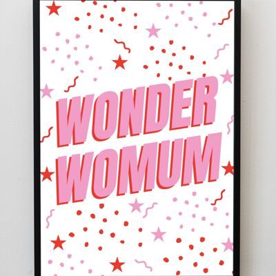 Wonder Womum Muttertag A5, Wanddeko | Typografiedruck - A5