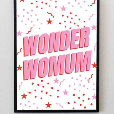 Wonder Womum Motherâ€™s Day A5, Arte mural | impresión tipográfica - A5