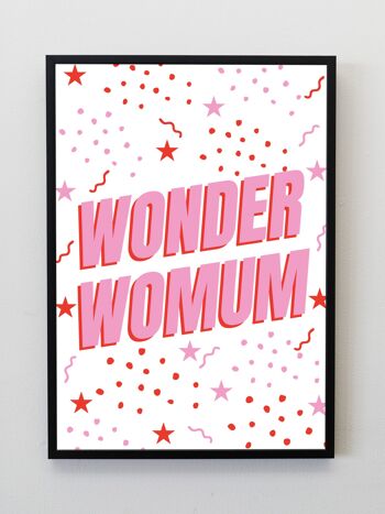 Wonder Womum Fête des mères A5, Art mural | impression typographique - A3