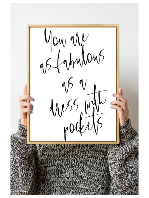 As a dress with pockets A5, A4, A3 Wall Art | typography print monochrome - A4