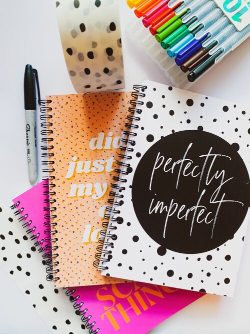 Perfectly Imperfect A4 or A5 wire bound notebook Choice of Hard or Soft Cover. - A5 - Hard Cover