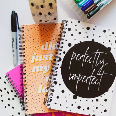 Perfectly Imperfect A4 or A5 wire bound notebook Choice of Hard or Soft Cover. - A5 - Hard Cover