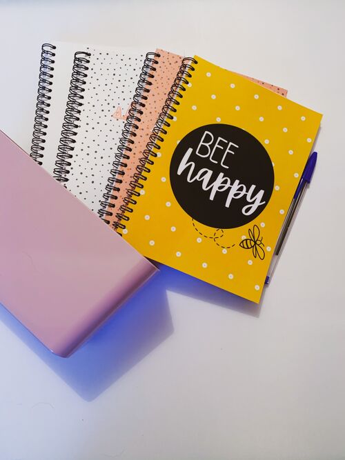 Bee Happy A4 or A5 wire bound notebook Choice of Hard or Soft Cover. - A4 - Hard Cover