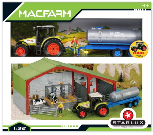 STARLUX Set de ferme avec tracteur Claas et accessoires 1/32ème