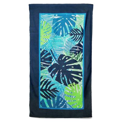 Serviette de plage microfibre 100% polyester Tropical Leaves 90x170cm 220g/m²