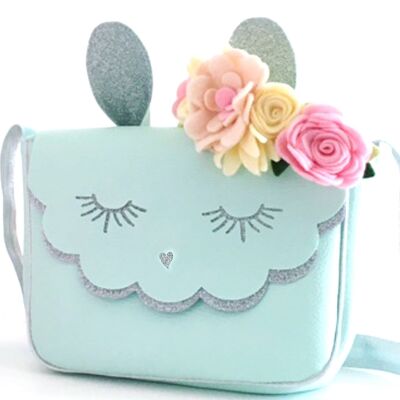 Rabbit purse Mint and silver ideal easter