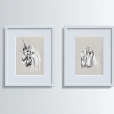 Unicorn Print Set of 2 - Hand-drawn Illustration