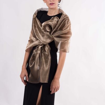 Metallic Natural Silk Organza Party Shawl