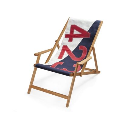 Chain deckchair with armrests in 100% recycled veil - Navy n ° 423