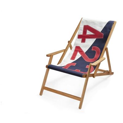 Chain deckchair with armrests in 100% recycled veil - Navy n ° 423