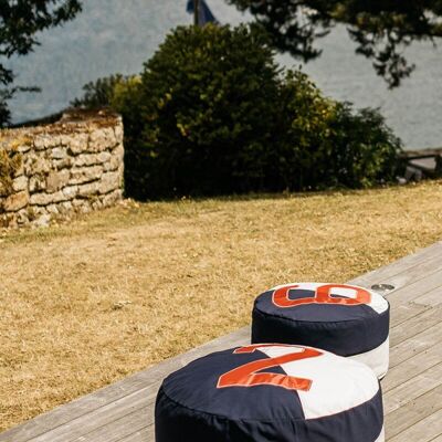 Duo pouf in 100% recycled voile - Navy n°6