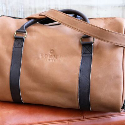 Deluxe Retro Weekender VINCI - Braune Streifen