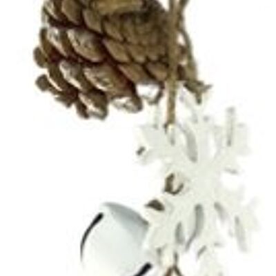 Kerst decoratie slinger - Garland Pinecone Snowflake | 75 cm | Extra lange kerst slinger van natuurlijke materialen | Wit