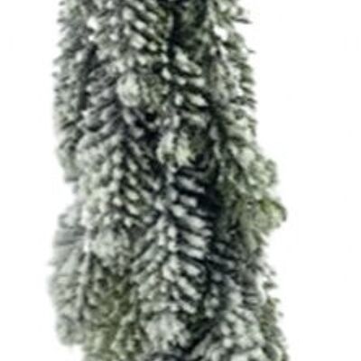 Kerstboom op houten voet - Sneeuw | 46cm | sfeervolle kerst decoratie | Décoratif kunst kerstboom | Witte Kerst | Rood