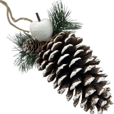 Natuurlijke kersthanger - Dennenappel | 14cm | Perchas decorativas hechas con materiales naturales | Landelijke kerst decoratie | oso