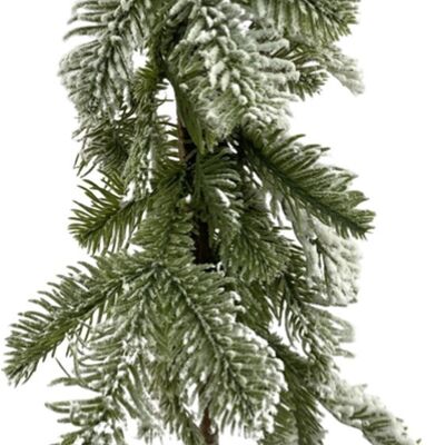 Kerstboom met sneeuw op platte staander - 40 cm | Natuurlijke kerst decoratie | Kerstboom op voet | Kerst deco | Wit