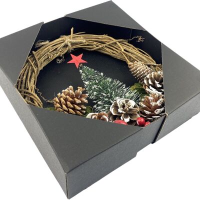 Kerstkrans in rattan - Pigna fiocco di neve | ø 28 cm | Natuurlijke kerst decoratie | Appendiabiti Kerst Krans | Spirito