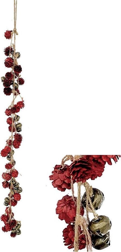 Kerst slinger - rode bessen dennen | 85 cm | Decoratieve kerstmis sliert met dennen effect | Rood