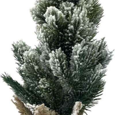 Kerstboom con juta voet | ø 20 x 45 cm | Decorativo albero di Natale con effetto juta e neve | Groen