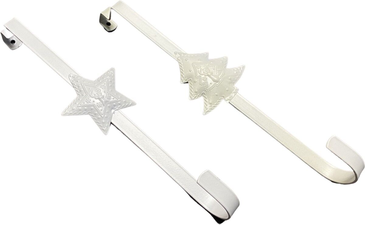 Appendiabiti in metallo - kerstkrans haak / dubbele hoek | 29 x 4 x 6 cm | Speciale deurhanger voor over deur | Haak om jouw kerstcadeaus in zak of kerst decoratie aan op te hangen | Spirito mat