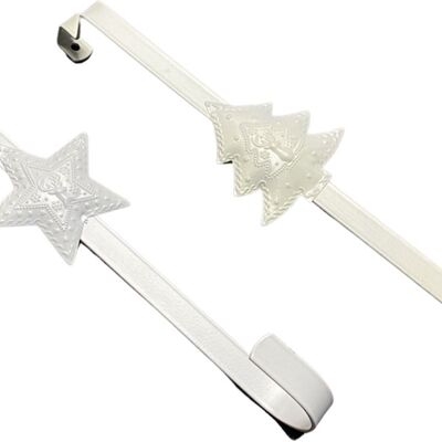 Metalen kerst hanger - kerstkrans haak / dubbele hoek | 29 x 4 x 6 cm | Spéciale deurhanger voor over de deur | Haak om jouw kerstcadeaus in zak of kerst decoratie aan op te hangen | Mat esprit