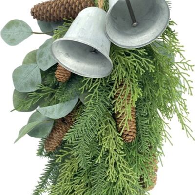 Appendiabiti per decorazioni Landelijke kerst - Campana di Natale | 60 cm | Sfeervolle kerst versiering | Materiale naturale | Groen