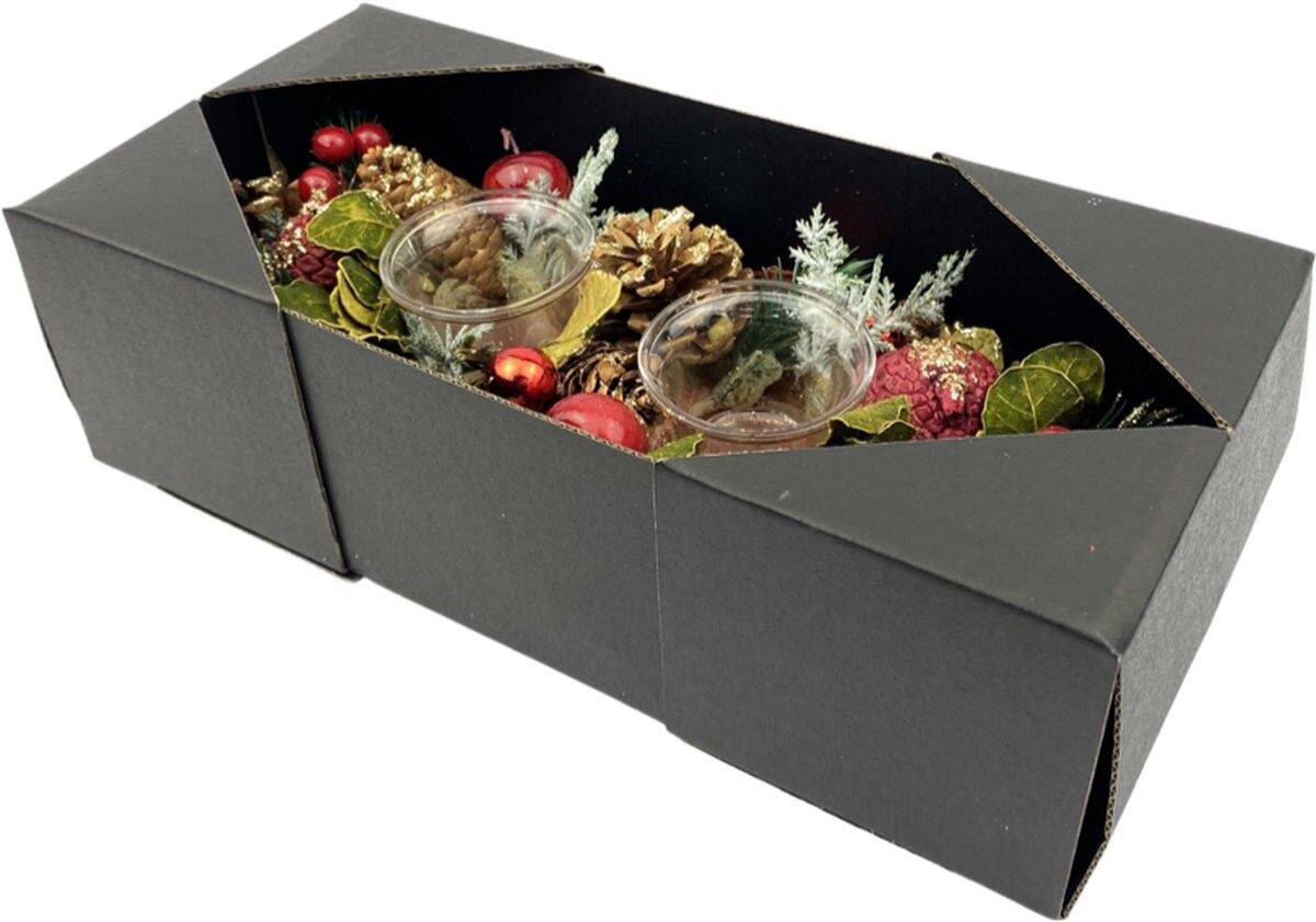 Kerststuk Theelicht houder - Stella rossa di Natale | 15 x 10 x 30 cm | Decorativi e decorativi colorati in cera per la decorazione di materiali naturali con effetto rood | Rood