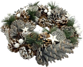 Natuurlijke kerstkrans - Étoile blanche ø 30 cm | Décoratifs kerstkrans gemaakt van natuurlijke materialen | Esprit 3