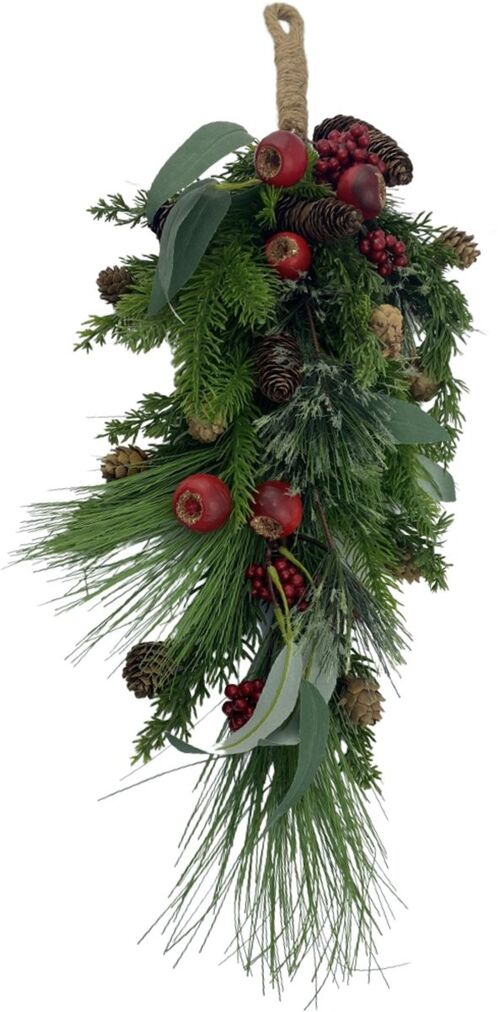 Landelijke kerst decoratie hanger - Pinecone apples | 50 cm | Sfeervolle kerst versiering | Natuurlijke materialen | Groen