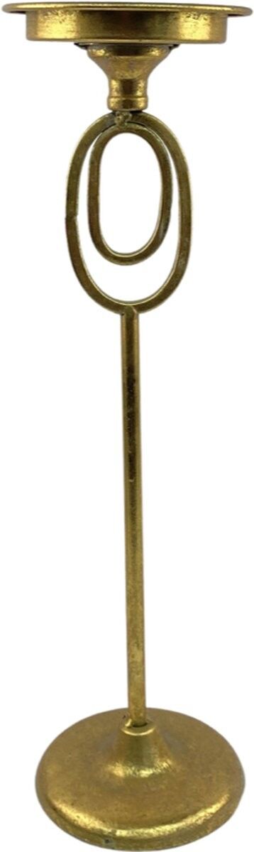 Dinertafel Kandelaar - Rovlin | 12 x 12 x 43 cm | Metalen Kandelaar voor versiering van jouw kerstdiner | Goud