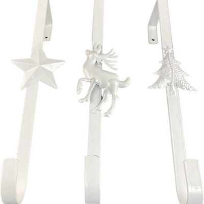 Metalen kerst hanger - kerstkrans haak - set van 3 | 10x6x29 cm | Speciale deurhanger voor over deur | Haak om jouw kerstcadeaus in zak of kerst decoratie aan op te hangen | Ingenio