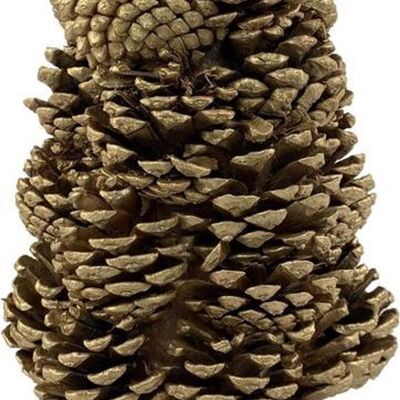 Dennenappel kerstboom - Cone Pinecone | ø 18 x 31 cm | Decoratieve gouden mini kerstboom gemaakt van echte dennenappels | Goud