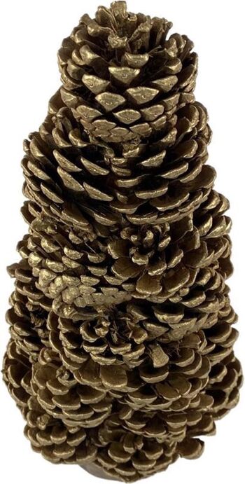 Dennenappel kerstboom - Cone Pinecone | ø 18 x 31 cm | Décoration mini kerstboom gemaakt van echte dennenappels | Goud 2