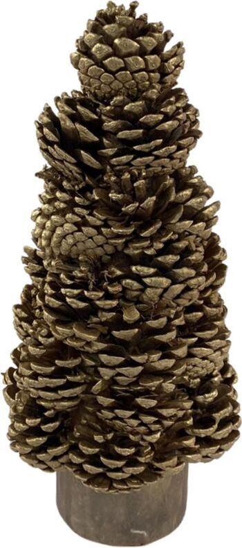 Dennenappel kerstboom - Cone Pinecone | ø 18 x 31 cm | Décoration mini kerstboom gemaakt van echte dennenappels | Goud 3