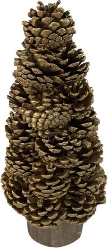 Dennenappel kerstboom - Cone Pinecone | ø 18 x 31 cm | Décoration mini kerstboom gemaakt van echte dennenappels | Goud 4