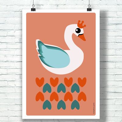 POSTER "My Swan" (21 cm x 29,7 cm) / dell'illustratrice ©️Stéphanie Gerlier