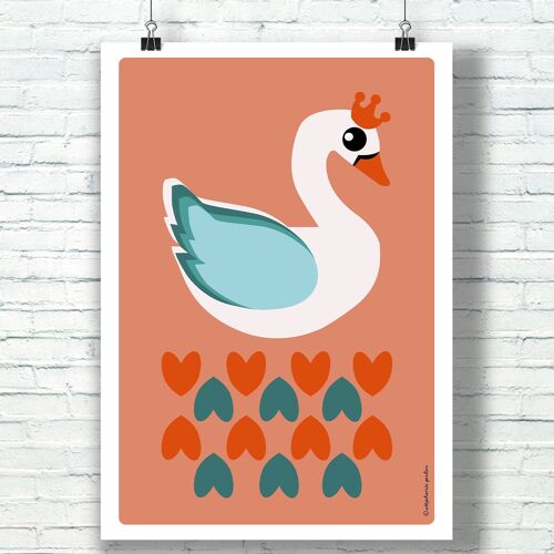 AFFICHE "Mon Cygne" (30 cm x 40 cm) / par l'illustratrice ©️Stéphanie Gerlier