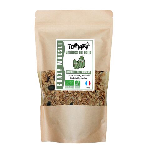 Muesli croustillant Graines de Folie BIO - Lin, Tournesol, Courge - 350 g