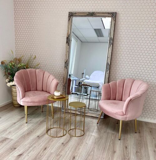 Luxe Velvet Schelp Fauteuil Mila Roze  Gouden poten